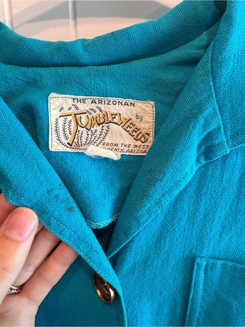 Turquoise Button-Front Mini Dress - Picture 3 of 4
